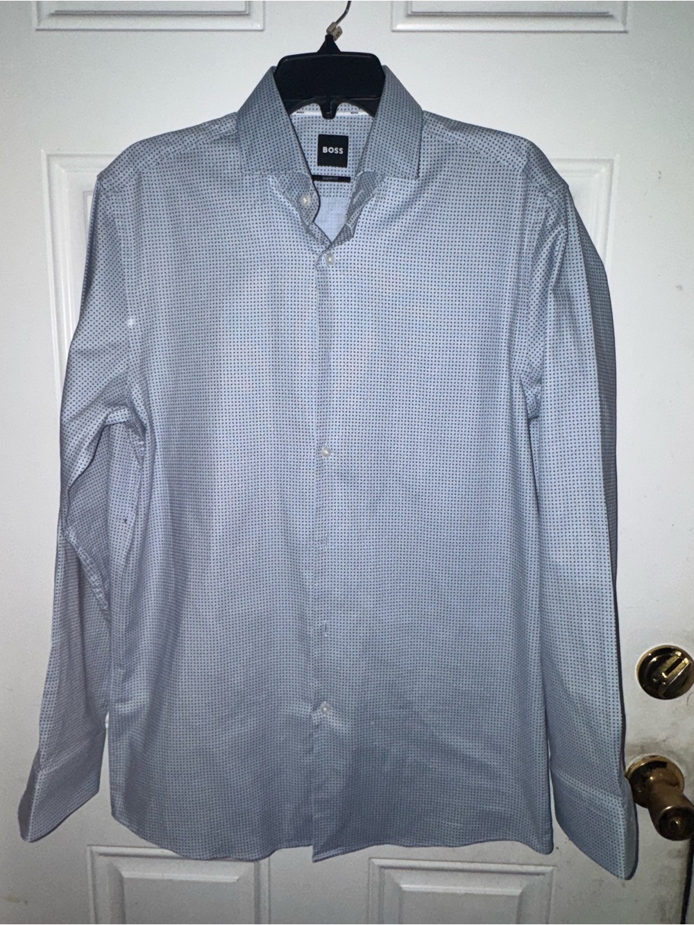 BOSS Light Blue Micro-Pattern Dress Shirt
